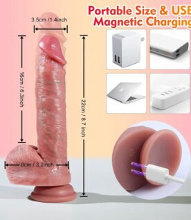 قضيب اصطناعي فاخر واقعي الملمس بطول 22 سم قابل للتحريك